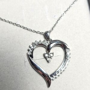 Zales Silver Heart Shaped Pendant on Silver Chain